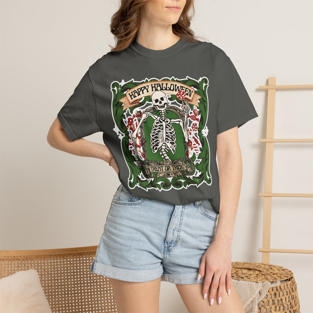 Happy Halloween Skeleton T-Shirt — Vintage Trick or Treat Graphic Tee