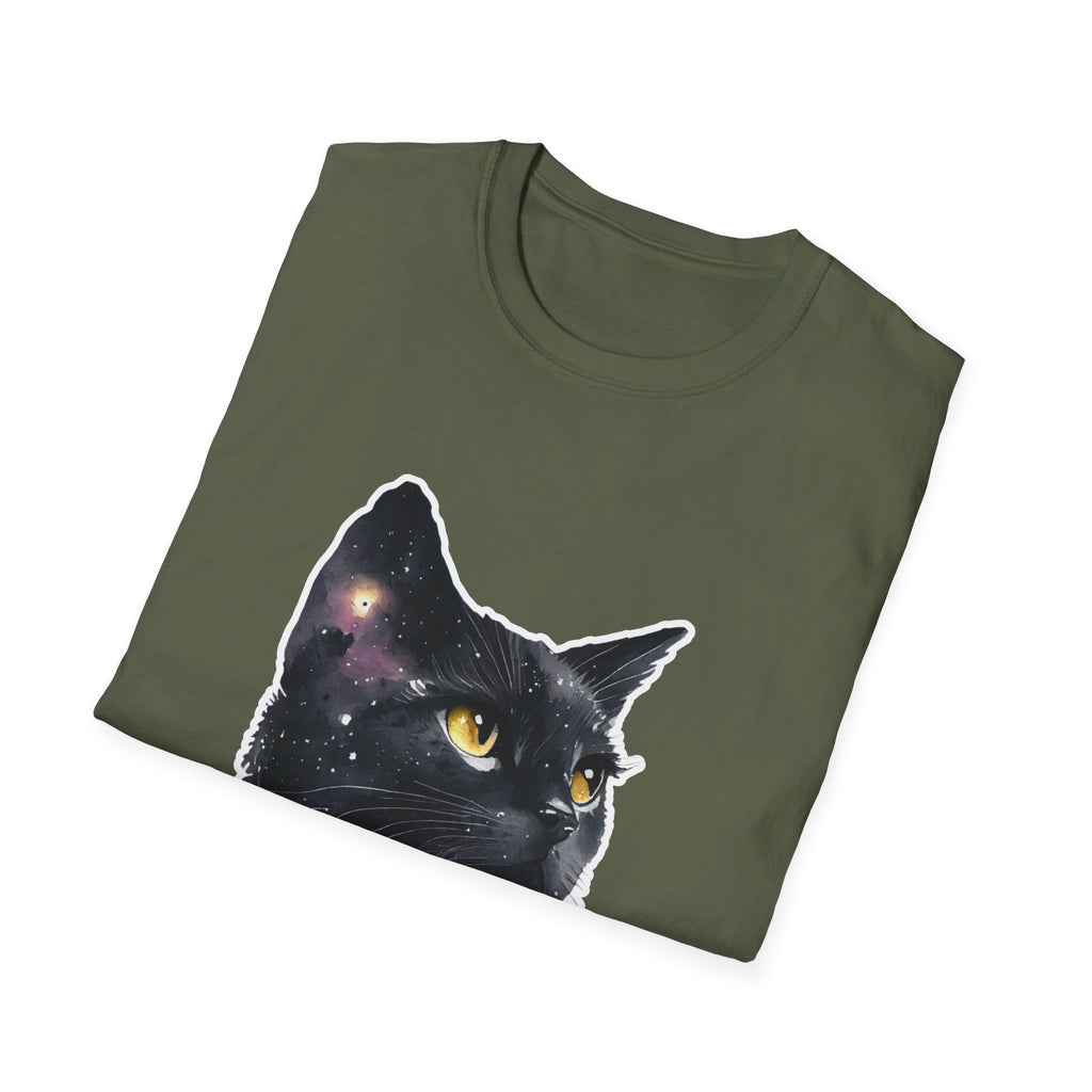 Galaxy Black Cat T-Shirt — Cosmic Cat Portrait Tee