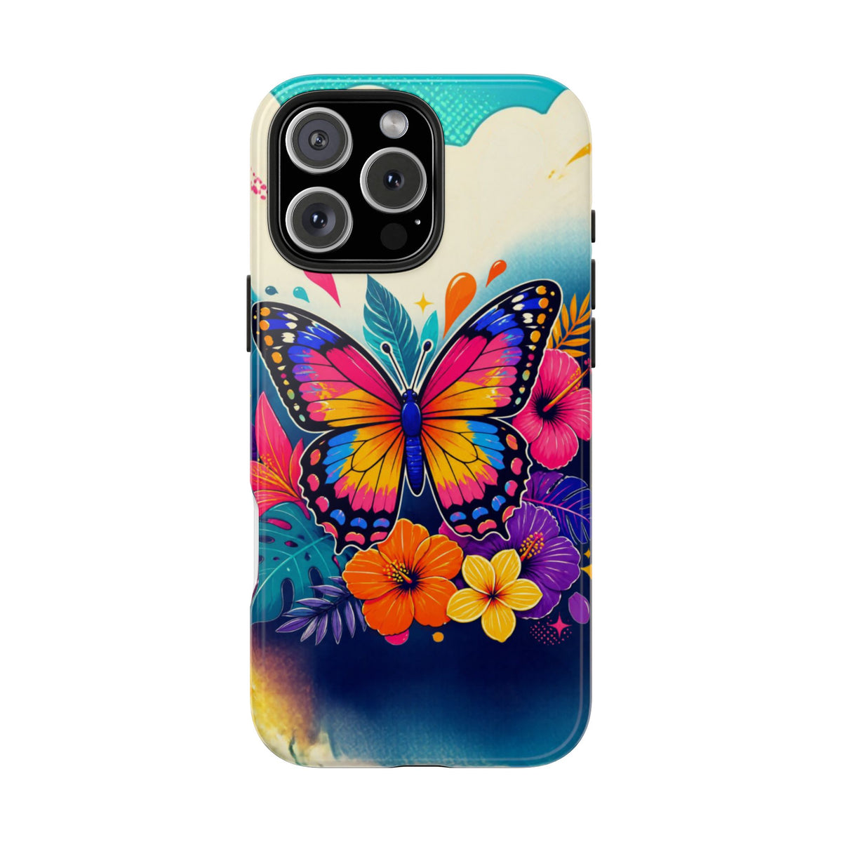 Butterfly Floral Tough Phone Case — Colorful Protective Phone Cover