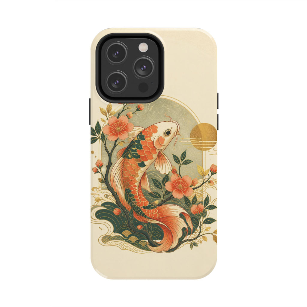 Koi Blossom Tough Phone Case — Vintage Japanese Fish Design
