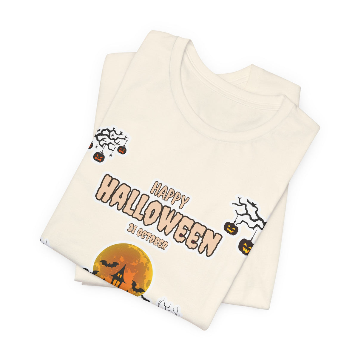 Halloween Haunted House T-Shirt — "Happy Halloween" Pumpkin Spooky Tee