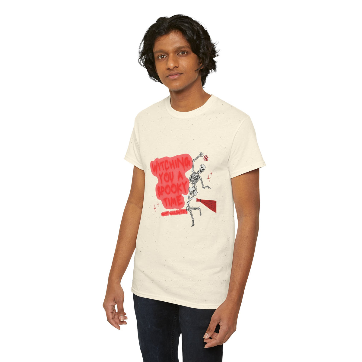 Skeleton 'Witching You a Spooky Time' Halloween T-Shirt