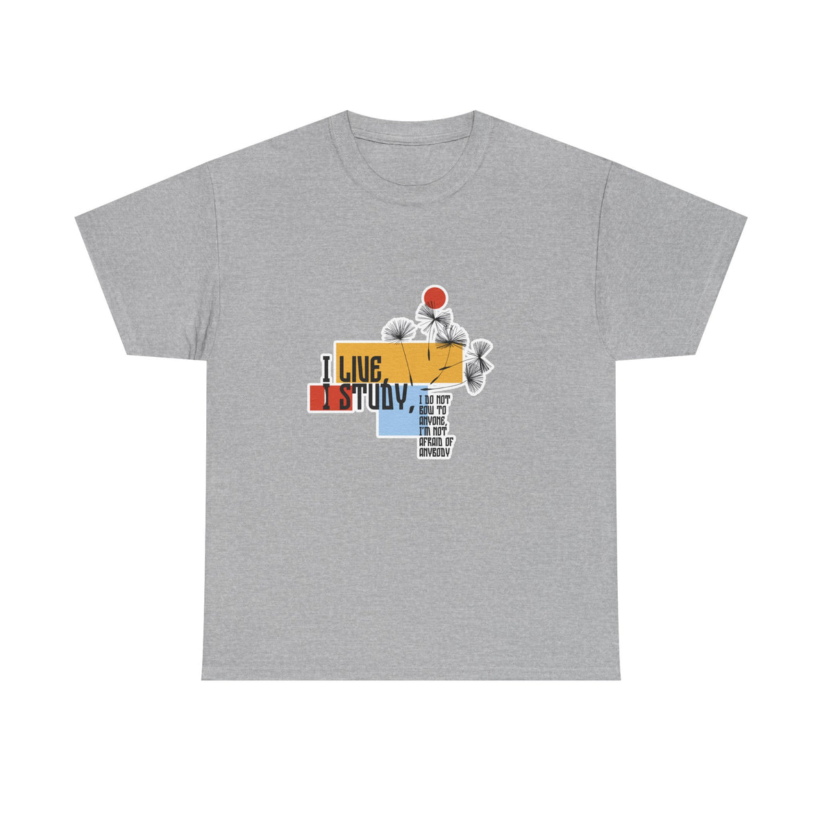 T-Shirt — I Live, I Study Graphic Tee (Minimalist Floral Collage)