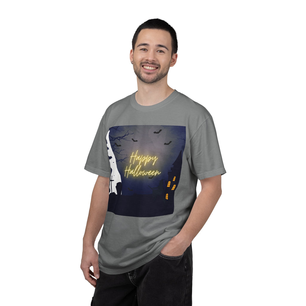 Halloween Night T-Shirt — "Happy Halloween" Haunted Graveyard Design
