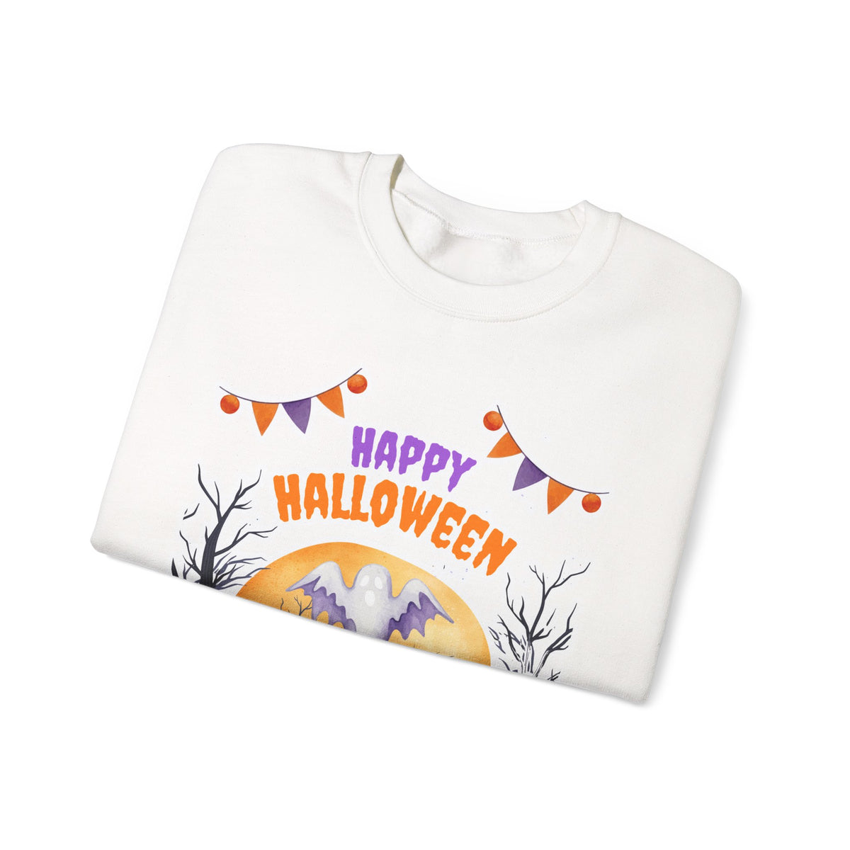 Happy Halloween Crewneck Sweatshirt — Cute Ghost Pumpkin Halloween Sweater