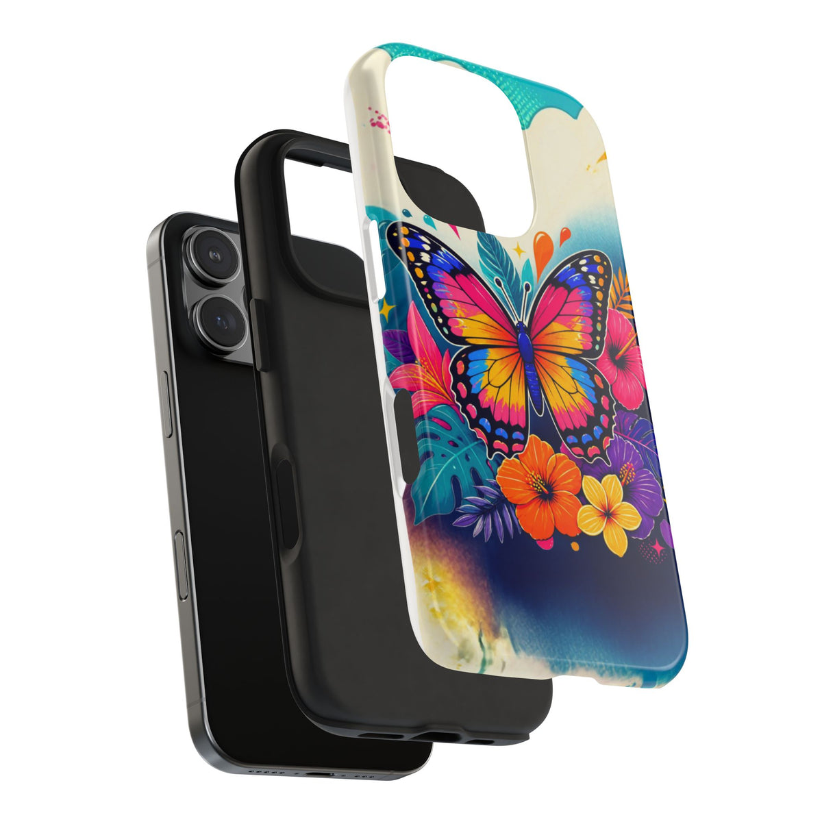 Butterfly Floral Tough Phone Case — Colorful Protective Phone Cover