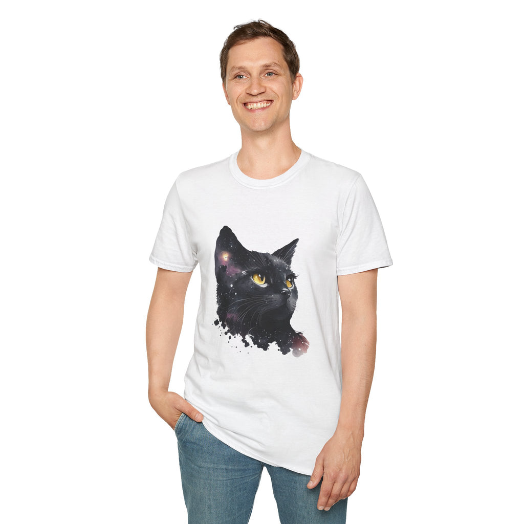 Galaxy Black Cat T-Shirt — Cosmic Cat Portrait Tee
