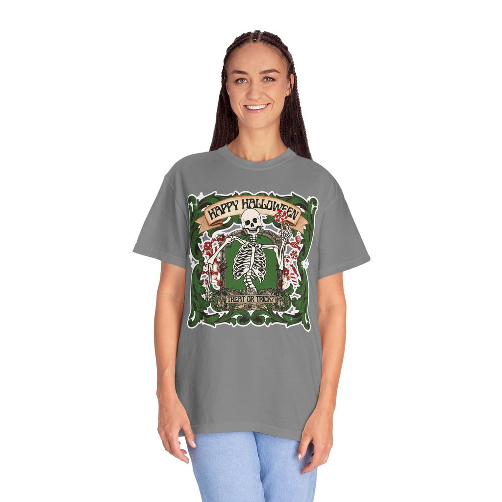 Happy Halloween Skeleton T-Shirt — Vintage Trick or Treat Graphic Tee