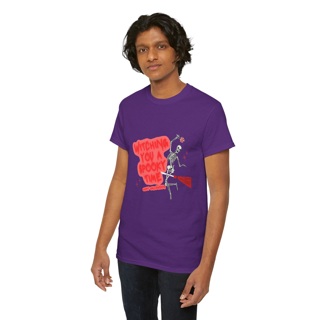 Skeleton 'Witching You a Spooky Time' Halloween T-Shirt