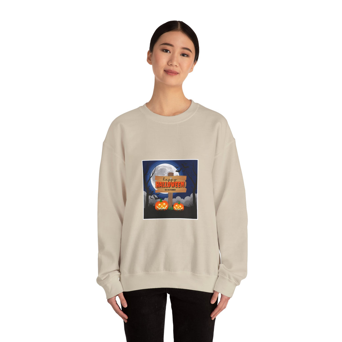 Halloween Crewneck Sweatshirt - Spooky Night Pumpkins Design
