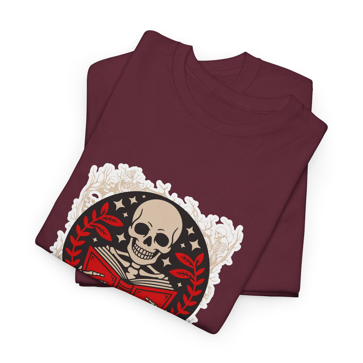 Spooky Halloween Skull Tee — Vintage Skeleton Reading Book Halloween T-Shirt