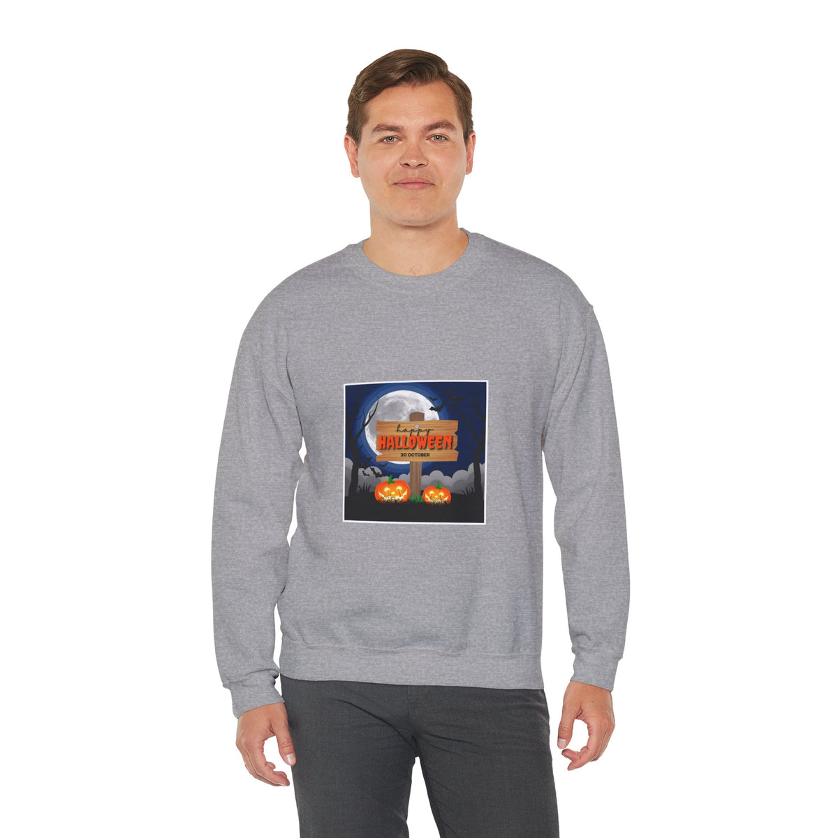 Halloween Crewneck Sweatshirt - Spooky Night Pumpkins Design