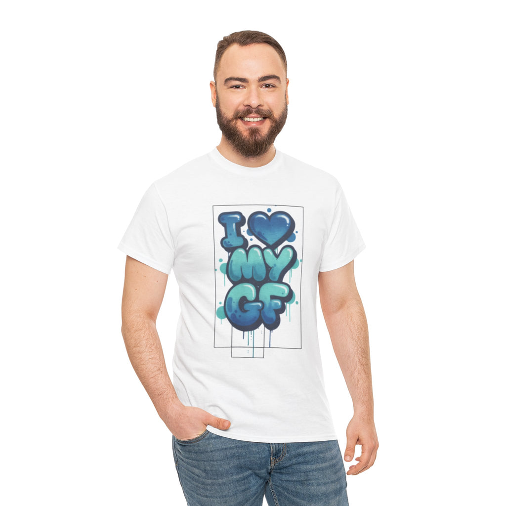 I LOVE My GF T-Shirt — Cute Blue Graffiti Love Tee for Girlfriend Gifts