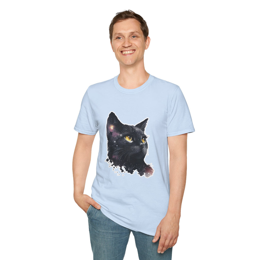 Galaxy Black Cat T-Shirt — Cosmic Cat Portrait Tee