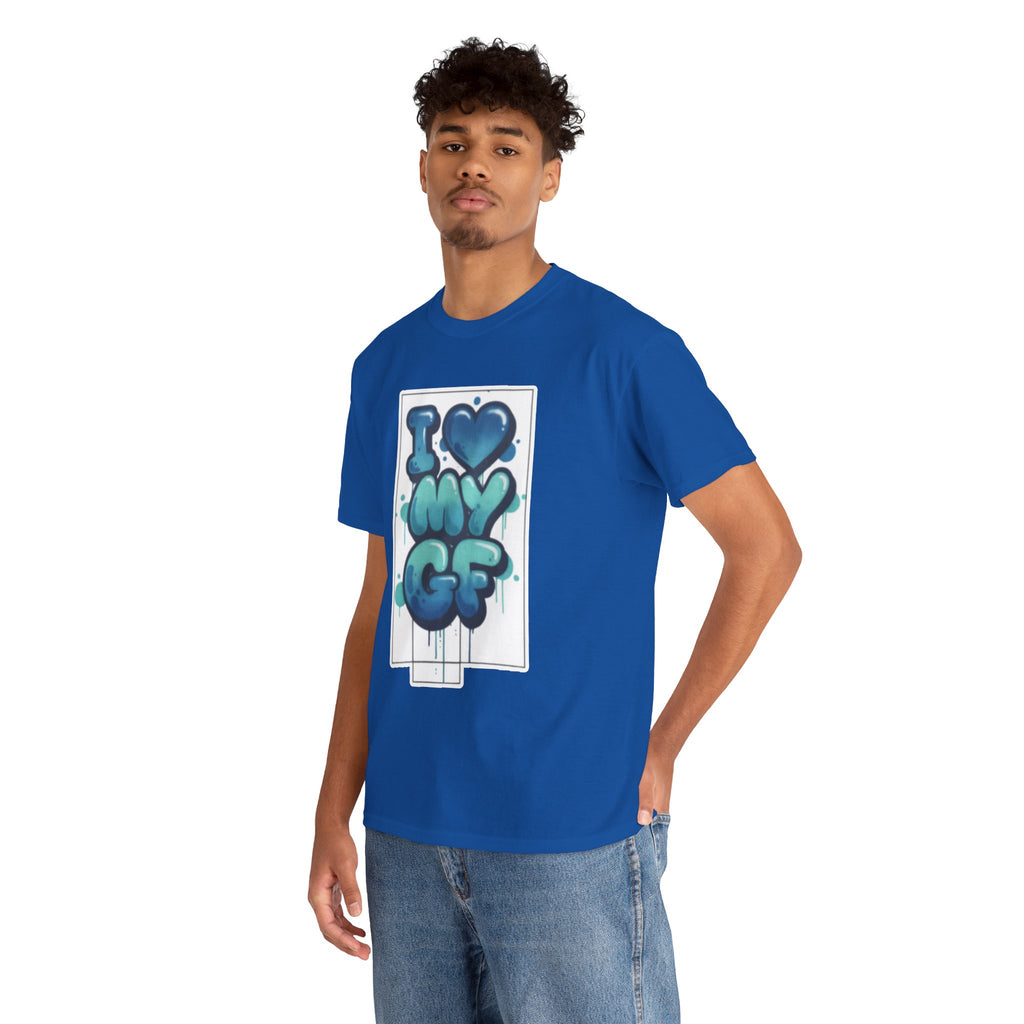 I LOVE My GF T-Shirt — Cute Blue Graffiti Love Tee for Girlfriend Gifts