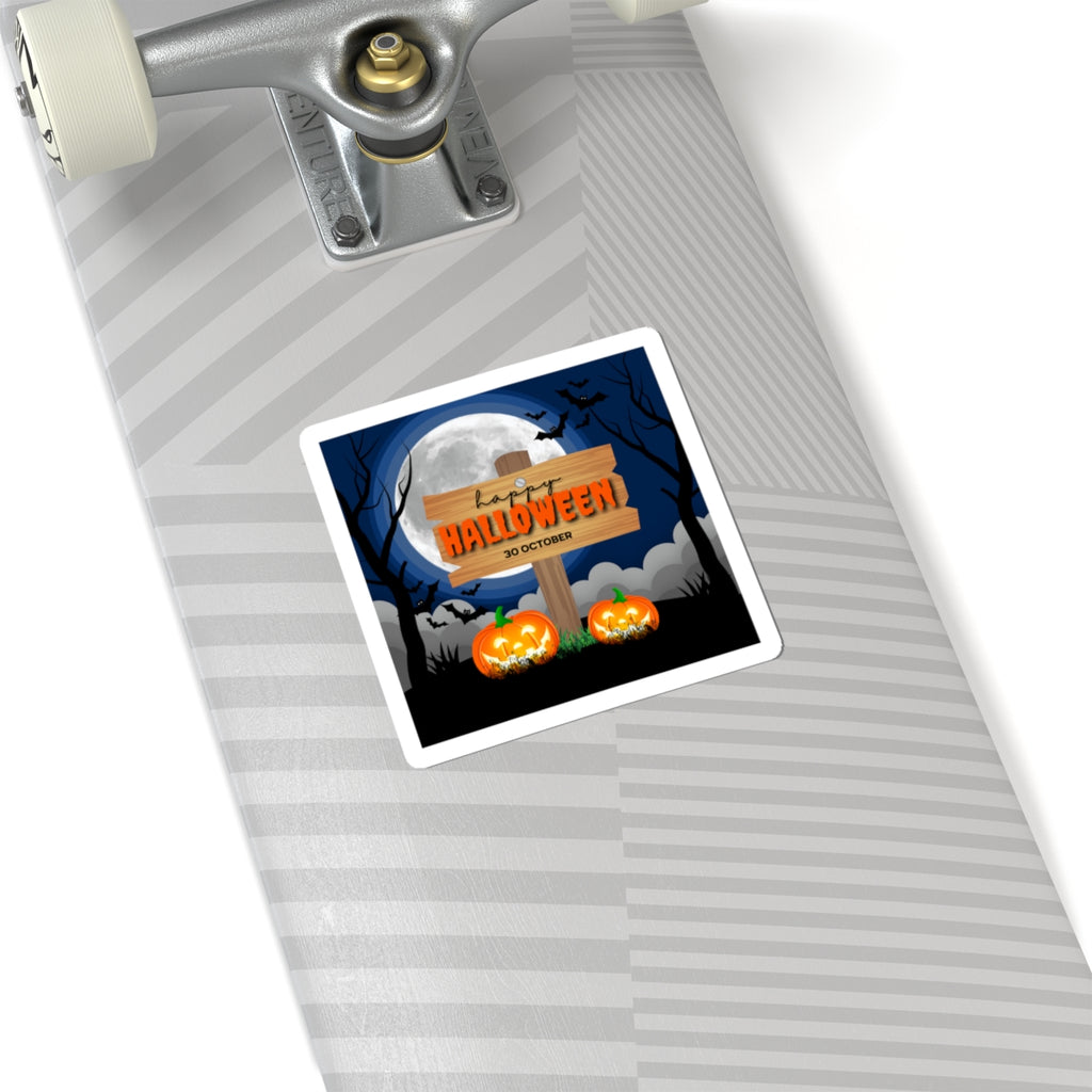 Happy Halloween Pumpkin Sticker — Halloween Kiss-Cut Decal (30 October)