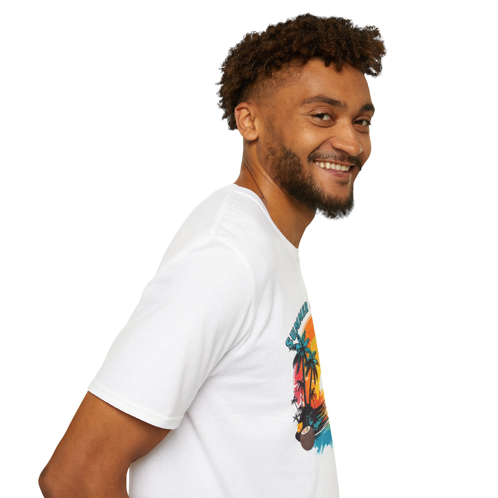 Summer Vacation T-Shirt – Tropical Sunset Surf Graphic