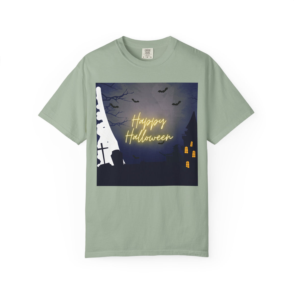 Halloween Night T-Shirt — "Happy Halloween" Haunted Graveyard Design