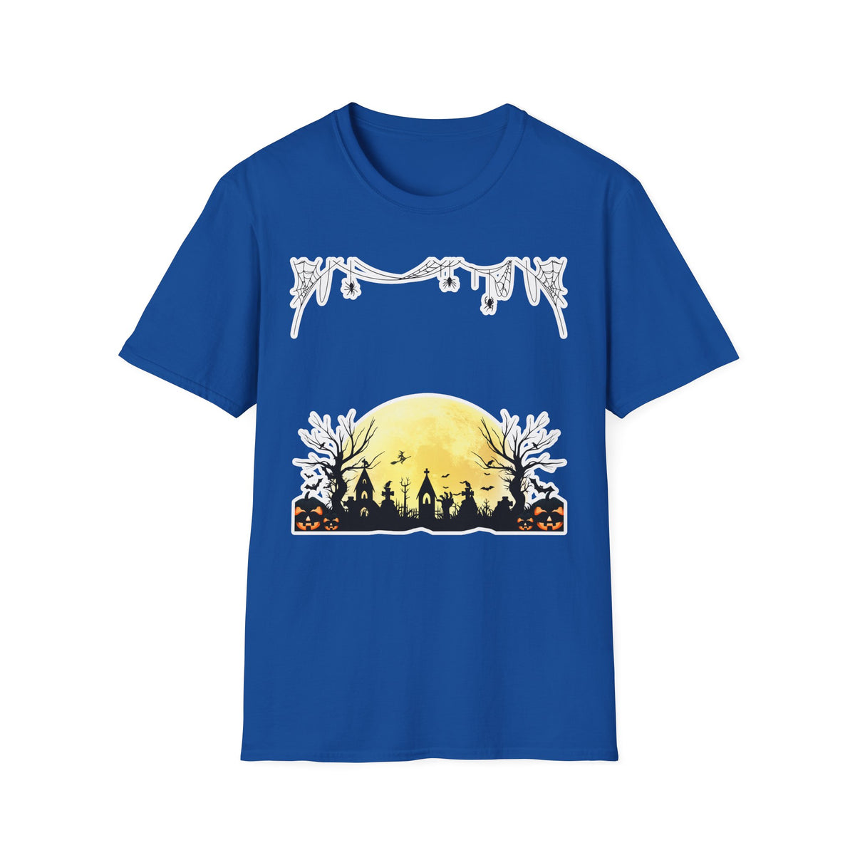 Halloween Moon Silhouette T-Shirt — Spooky Graveyard Pumpkin Scene