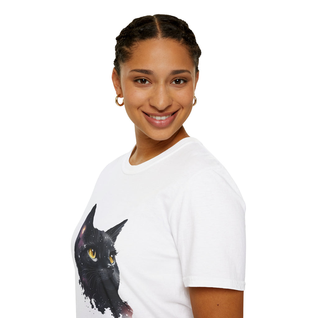 Galaxy Black Cat T-Shirt — Cosmic Cat Portrait Tee