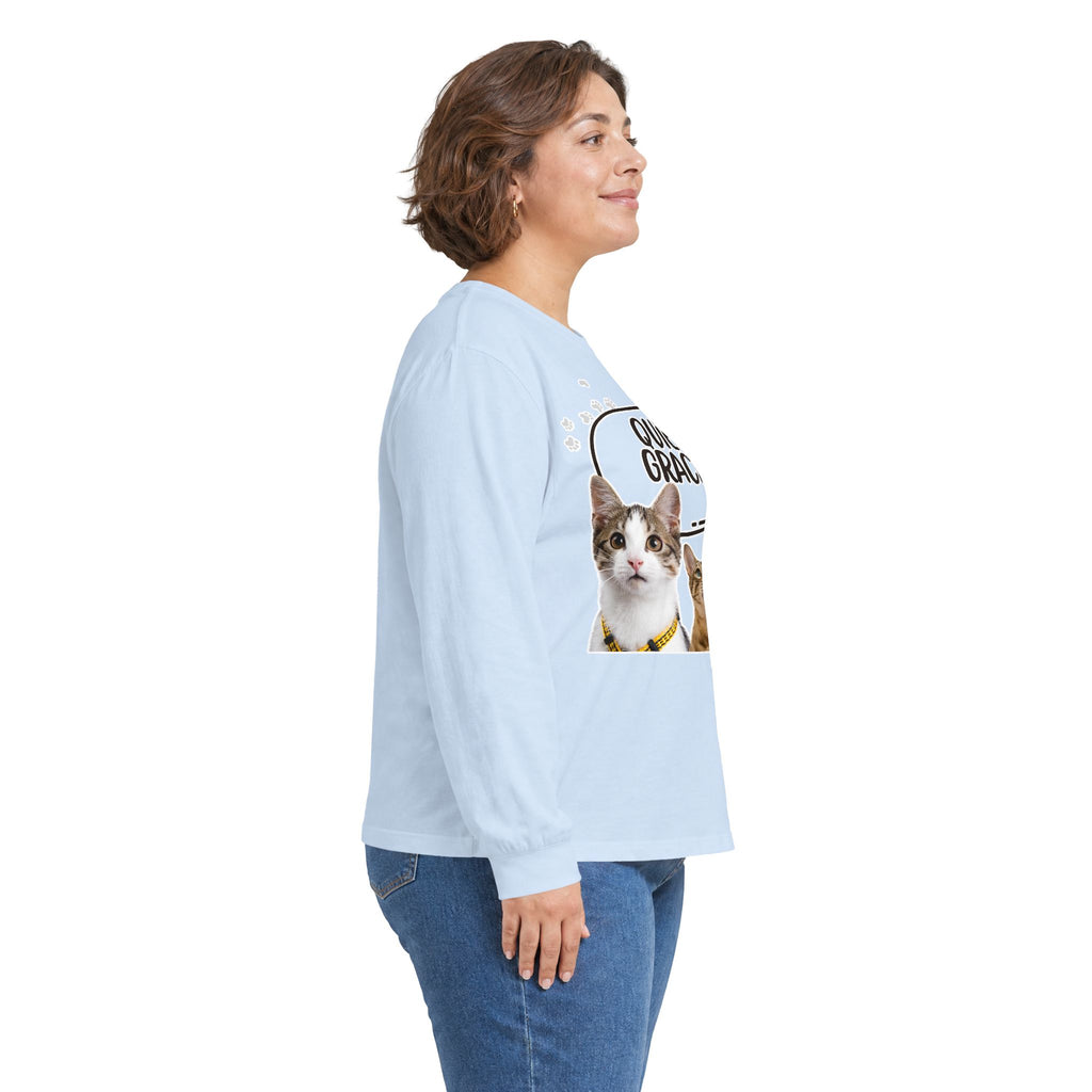 Quiet Grace Cat Long Sleeve Tee — Cute Kitty Photo Shirt