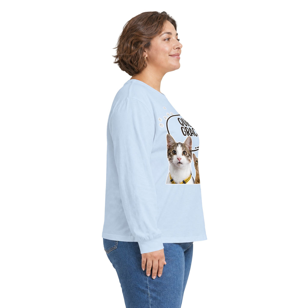 Quiet Grace Cat Long Sleeve Tee — Cute Kitty Photo Shirt