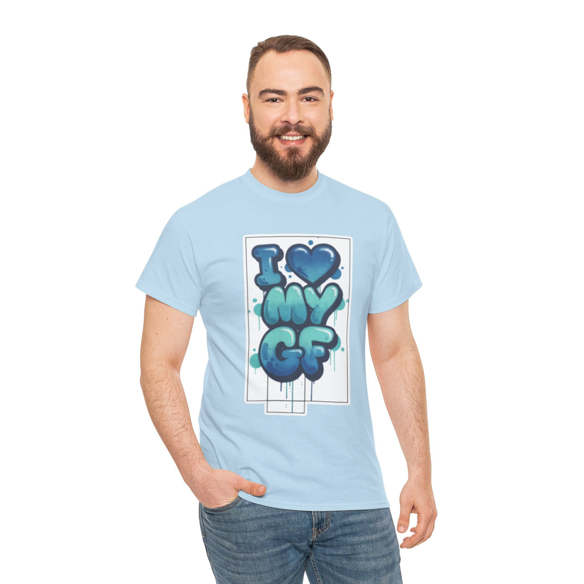 I LOVE My GF T-Shirt — Cute Blue Graffiti Love Tee for Girlfriend Gifts