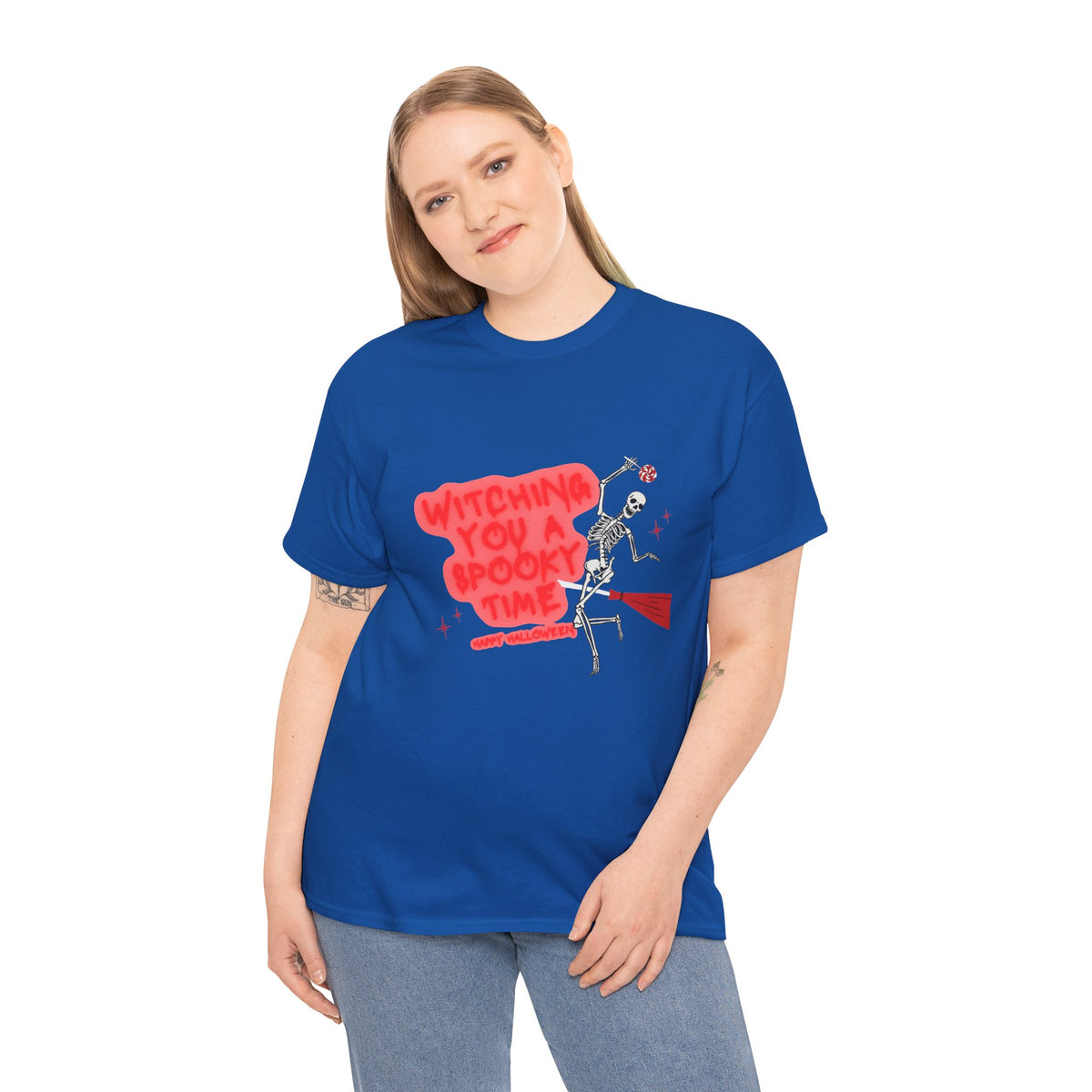 Skeleton 'Witching You a Spooky Time' Halloween T-Shirt