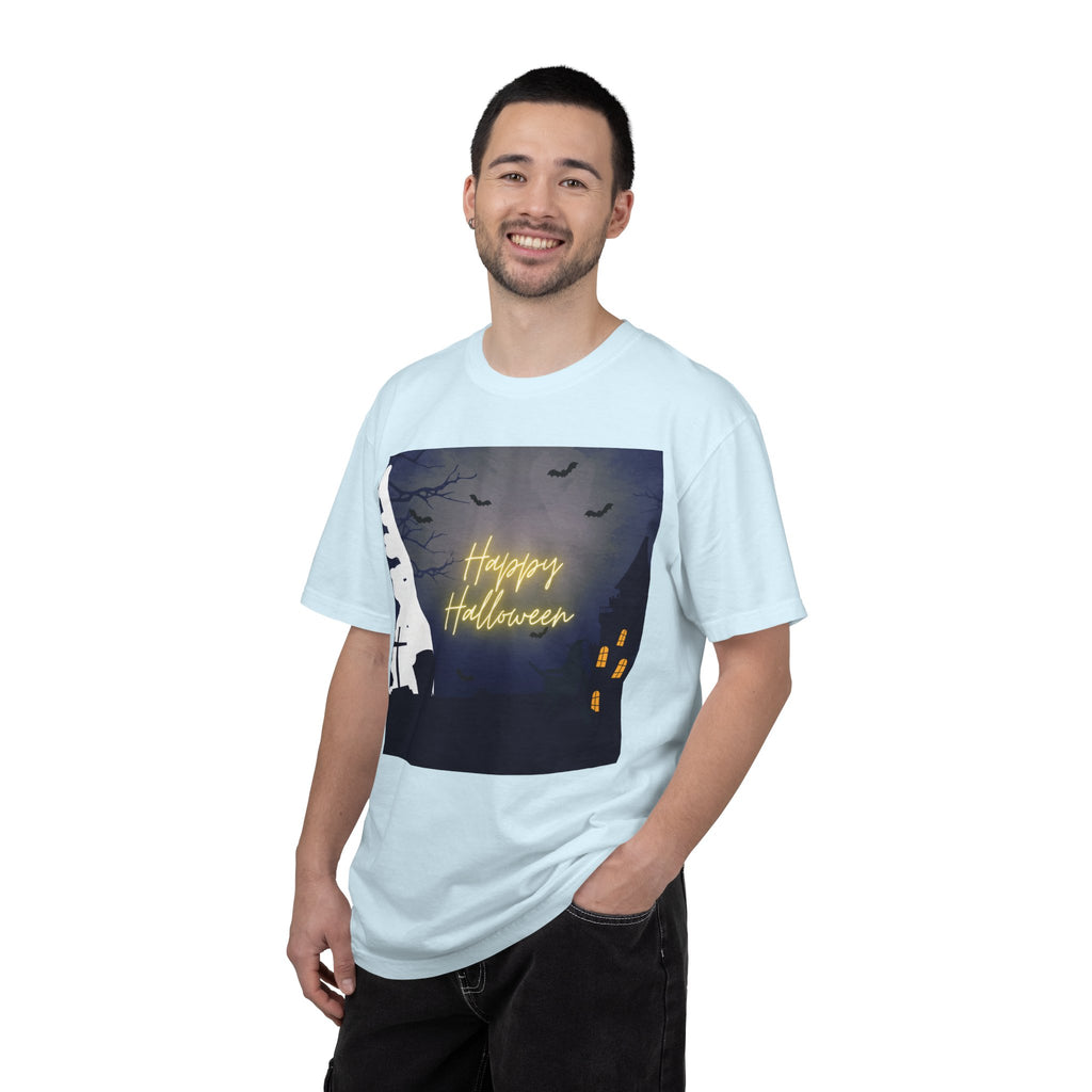 Halloween Night T-Shirt — "Happy Halloween" Haunted Graveyard Design