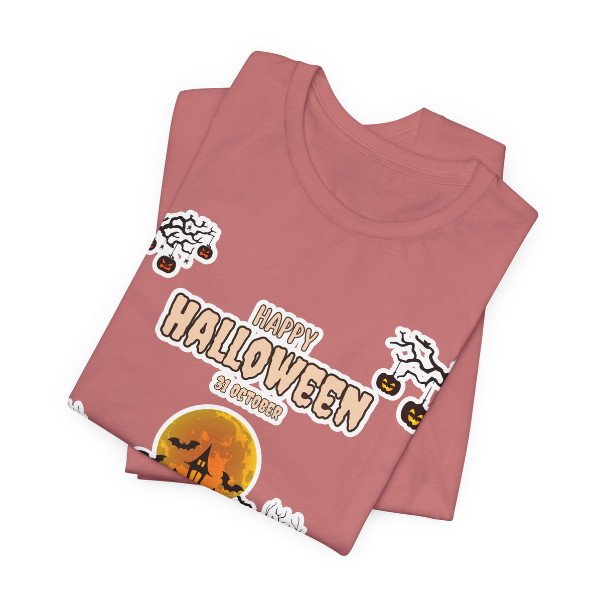 Halloween Haunted House T-Shirt — "Happy Halloween" Pumpkin Spooky Tee