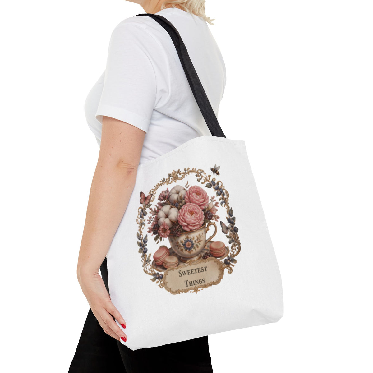Vintage Floral Bouquet Tote — "Sweetest Things" Canvas Bag