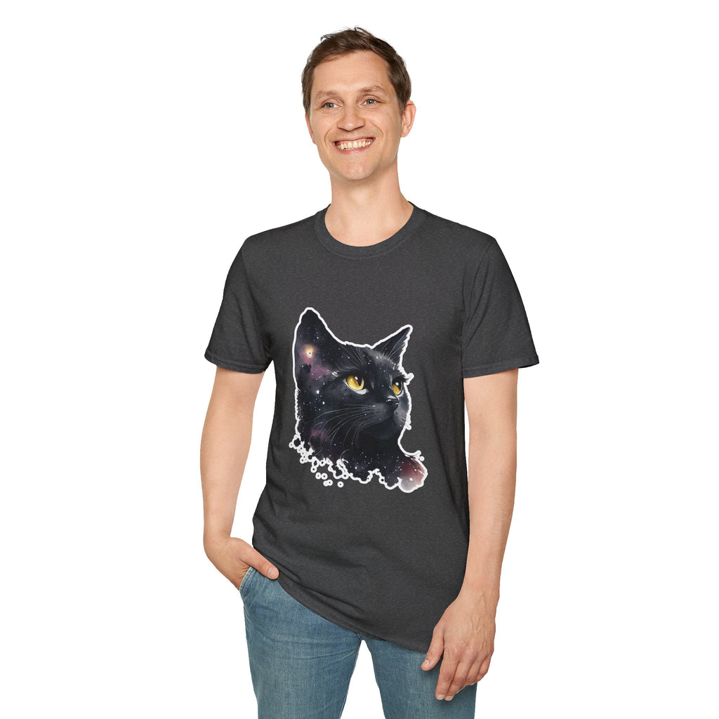 Galaxy Black Cat T-Shirt — Cosmic Cat Portrait Tee