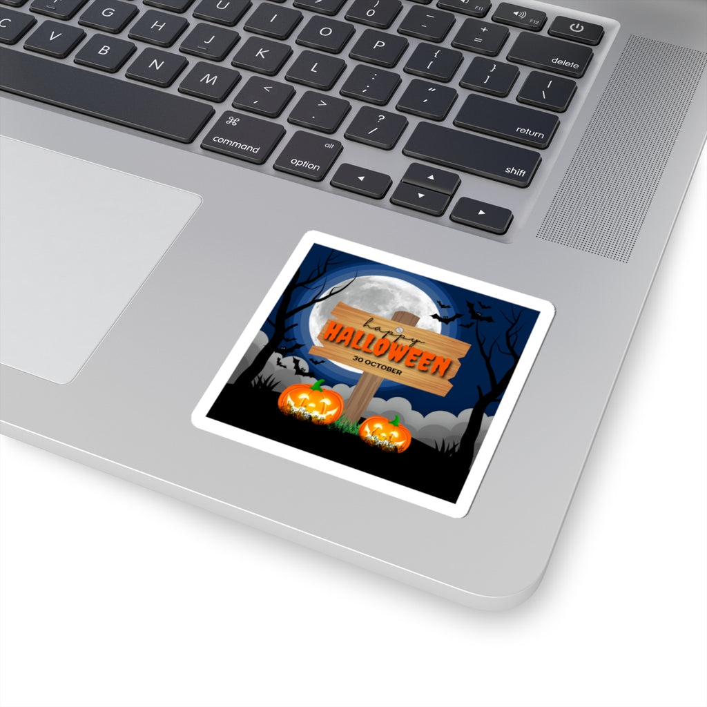 Happy Halloween Pumpkin Sticker — Halloween Kiss-Cut Decal (30 October)