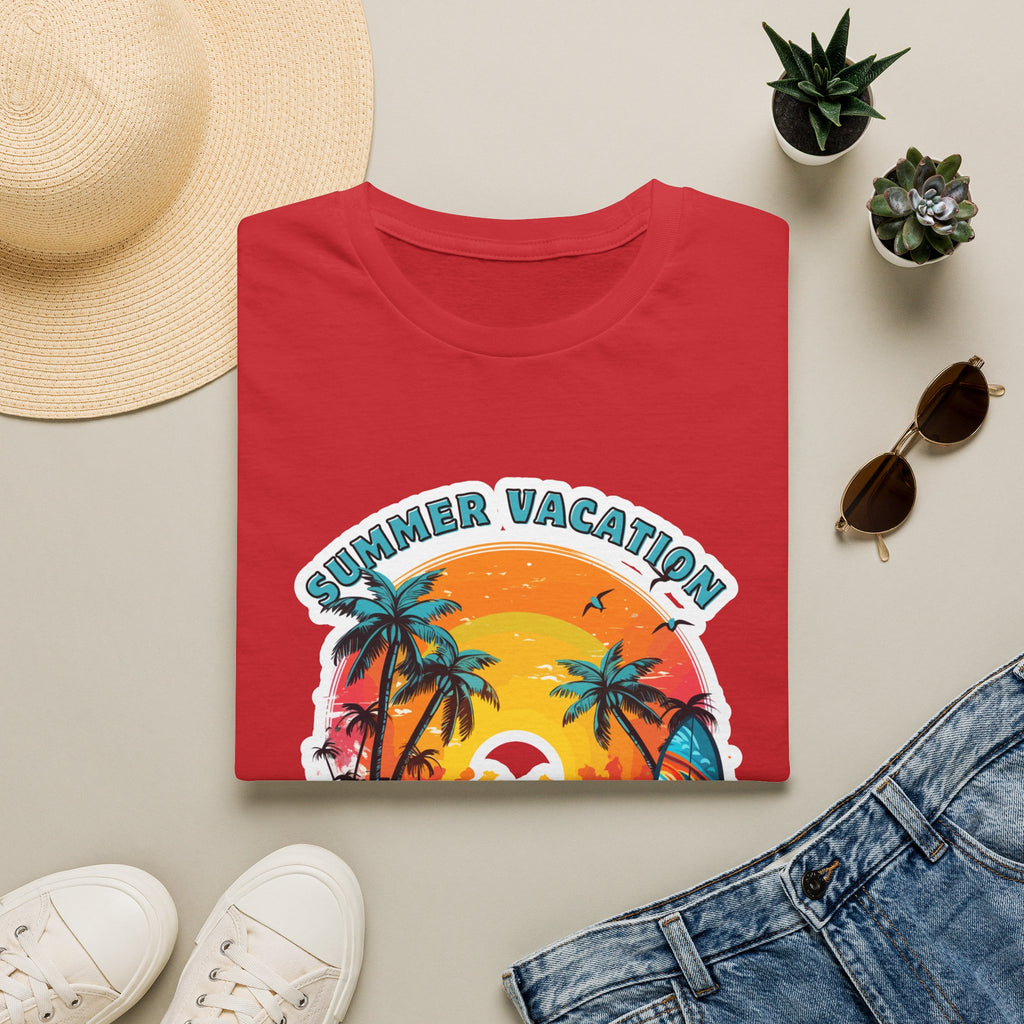 Summer Vacation T-Shirt – Tropical Sunset Surf Graphic