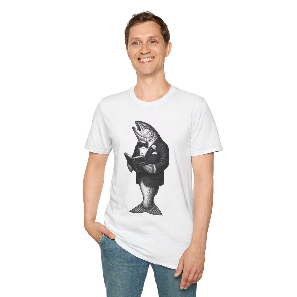 Salmon Gentleman T-Shirt — Dapper Fish Graphic Tee
