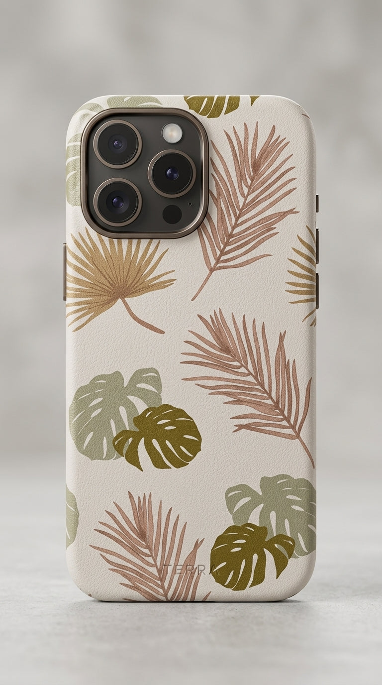 Tropical Palm Leaf Tough Phone Case — Botanical iPhone Protective Cover