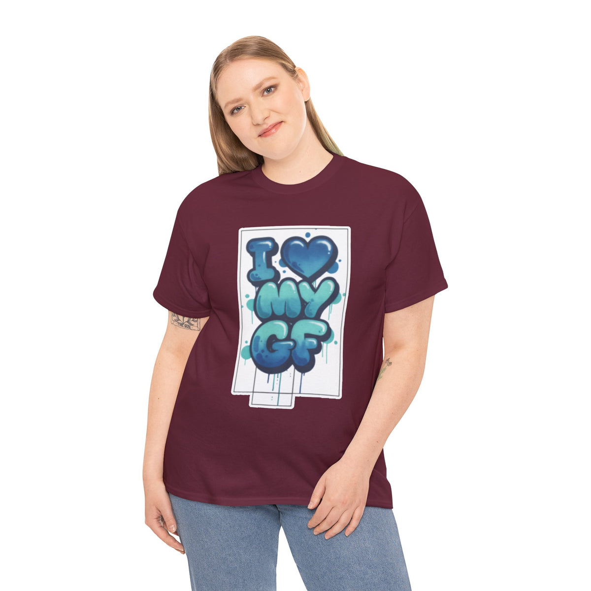 I LOVE My GF T-Shirt — Cute Blue Graffiti Love Tee for Girlfriend Gifts