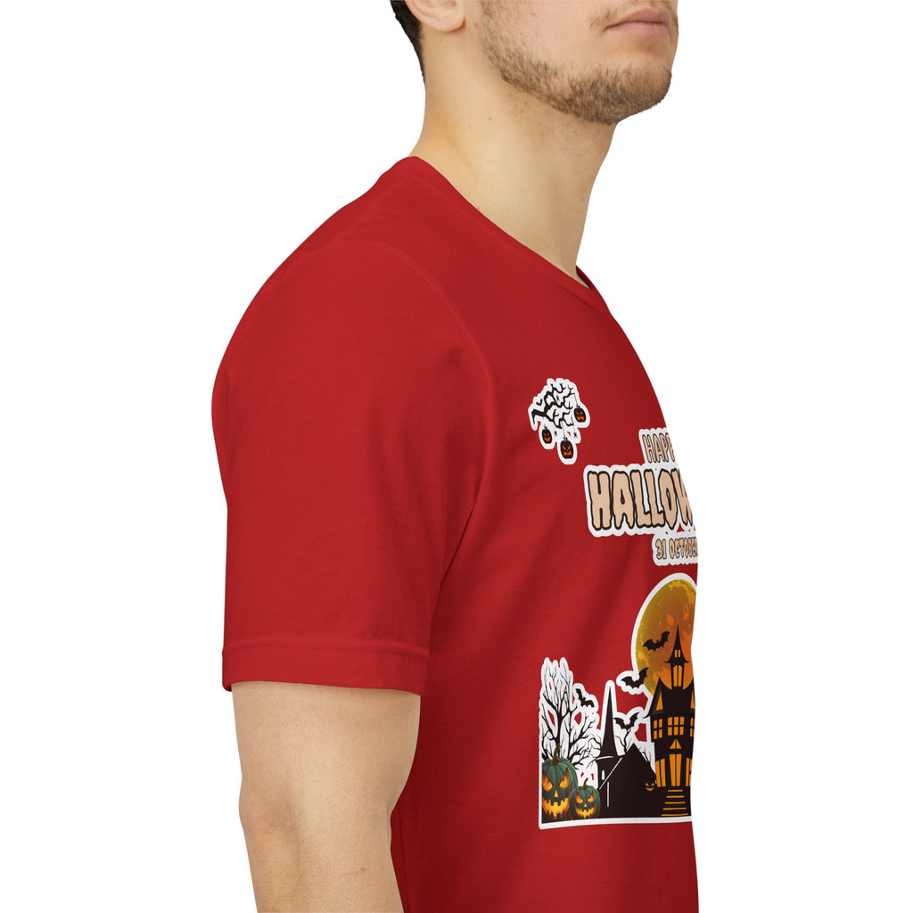 Halloween Haunted House T-Shirt — "Happy Halloween" Pumpkin Spooky Tee