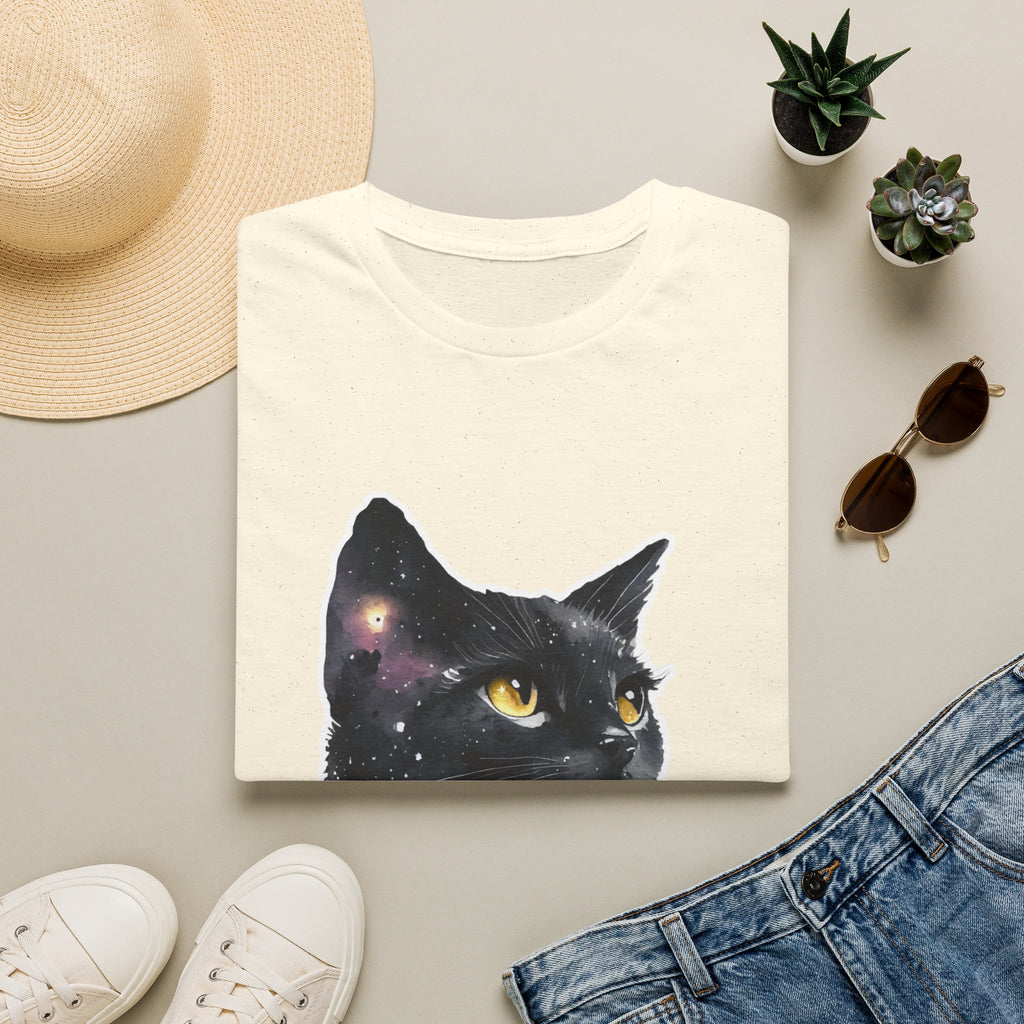 Galaxy Black Cat T-Shirt — Cosmic Cat Portrait Tee