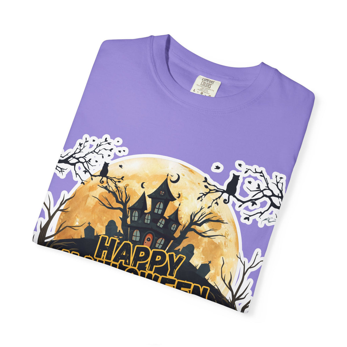 Halloween Haunted House T-Shirt — "Happy Halloween" Pumpkin Graphic Tee