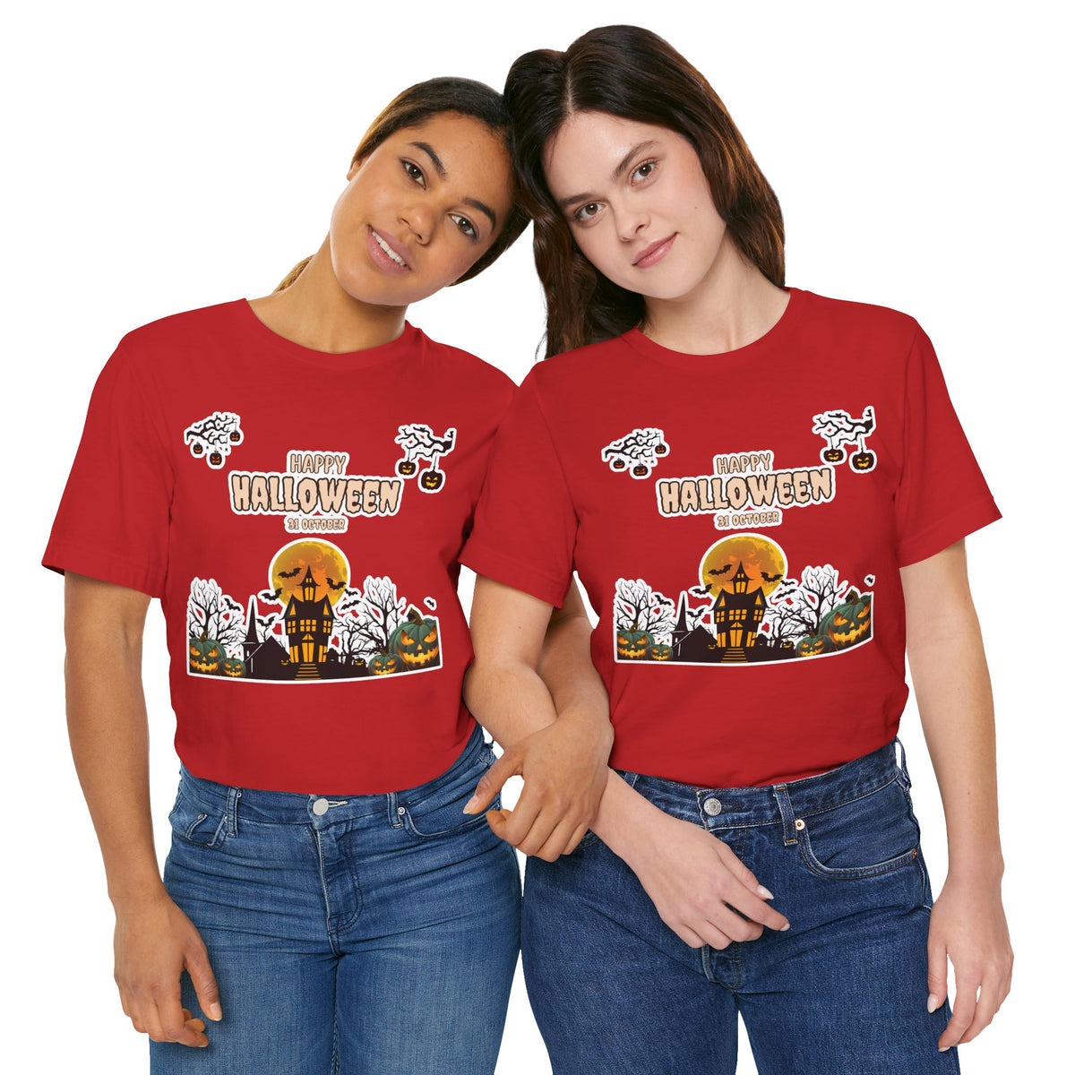 Halloween Haunted House T-Shirt — "Happy Halloween" Pumpkin Spooky Tee