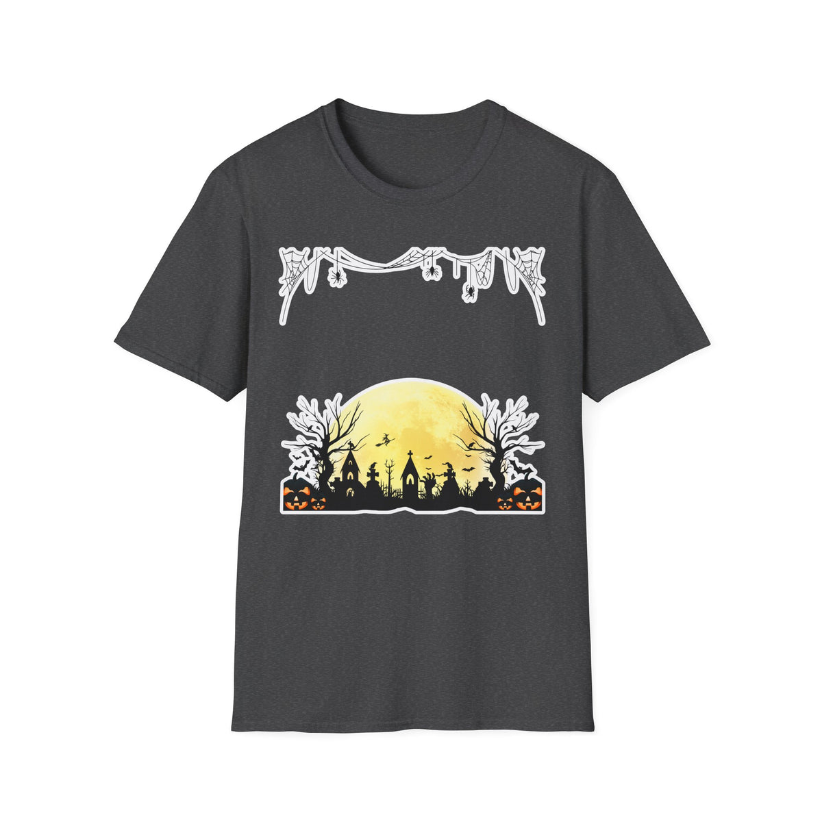 Halloween Moon Silhouette T-Shirt — Spooky Graveyard Pumpkin Scene