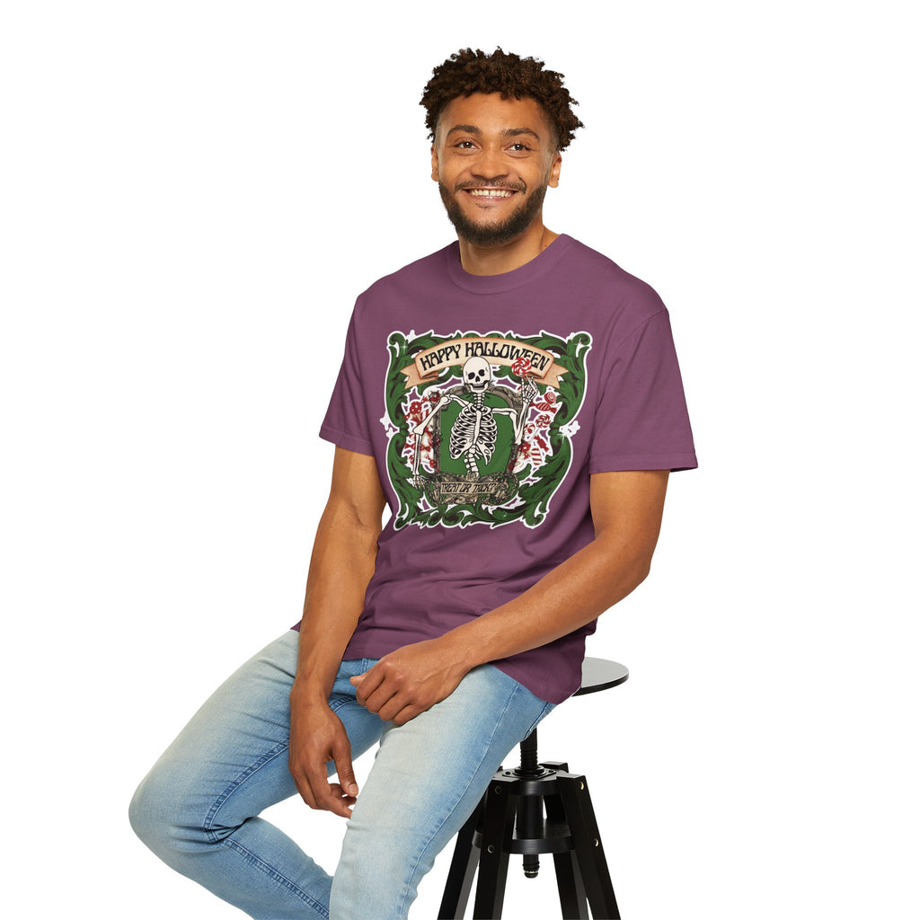 Happy Halloween Skeleton T-Shirt — Vintage Trick or Treat Graphic Tee