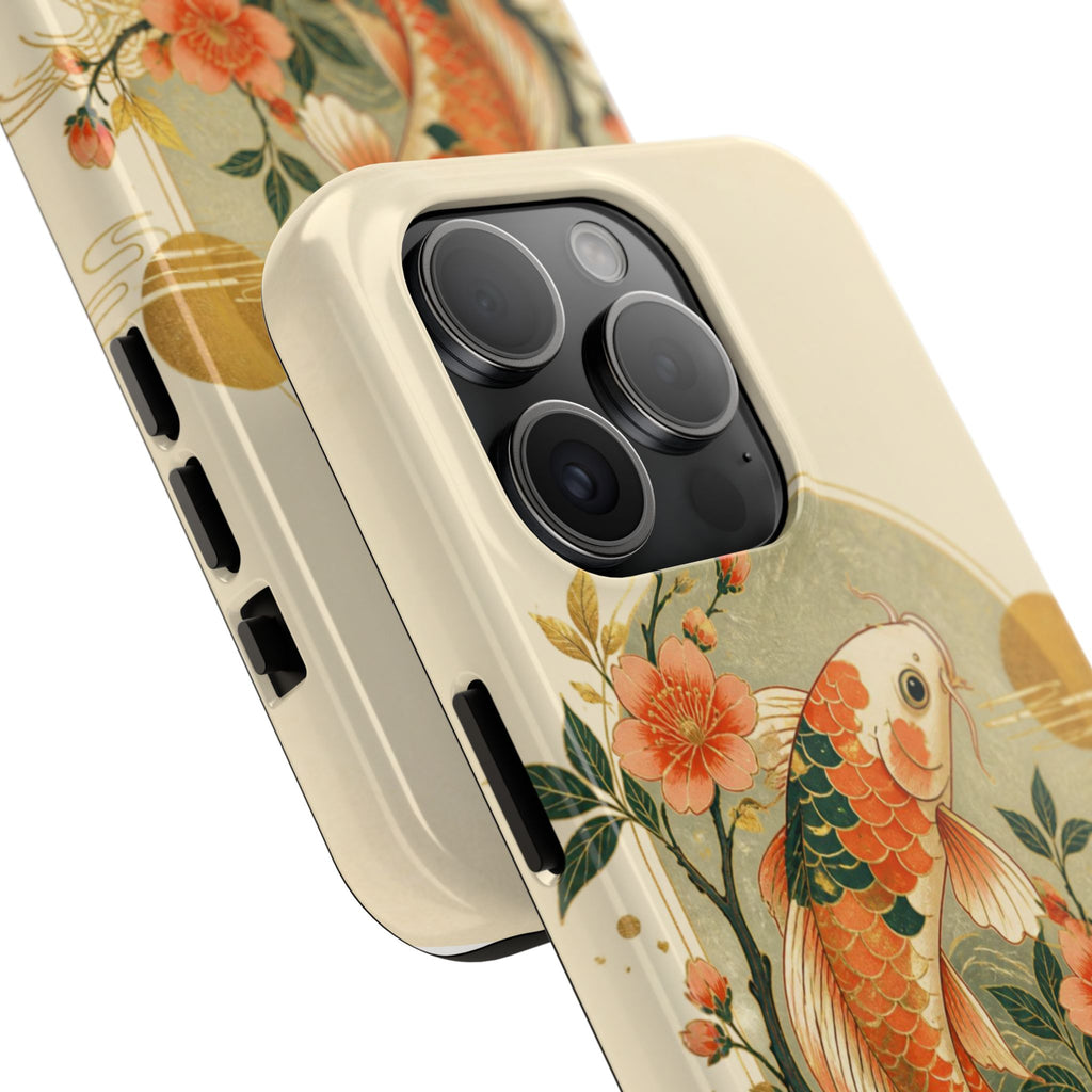 Koi Blossom Tough Phone Case — Vintage Japanese Fish Design