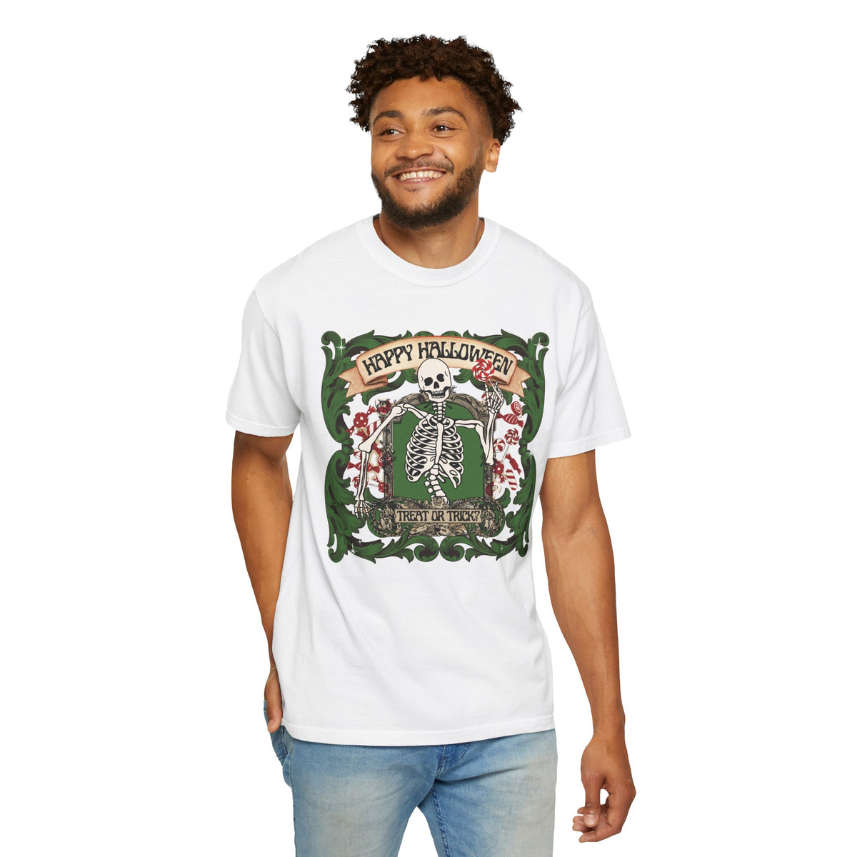 Happy Halloween Skeleton T-Shirt — Vintage Trick or Treat Graphic Tee