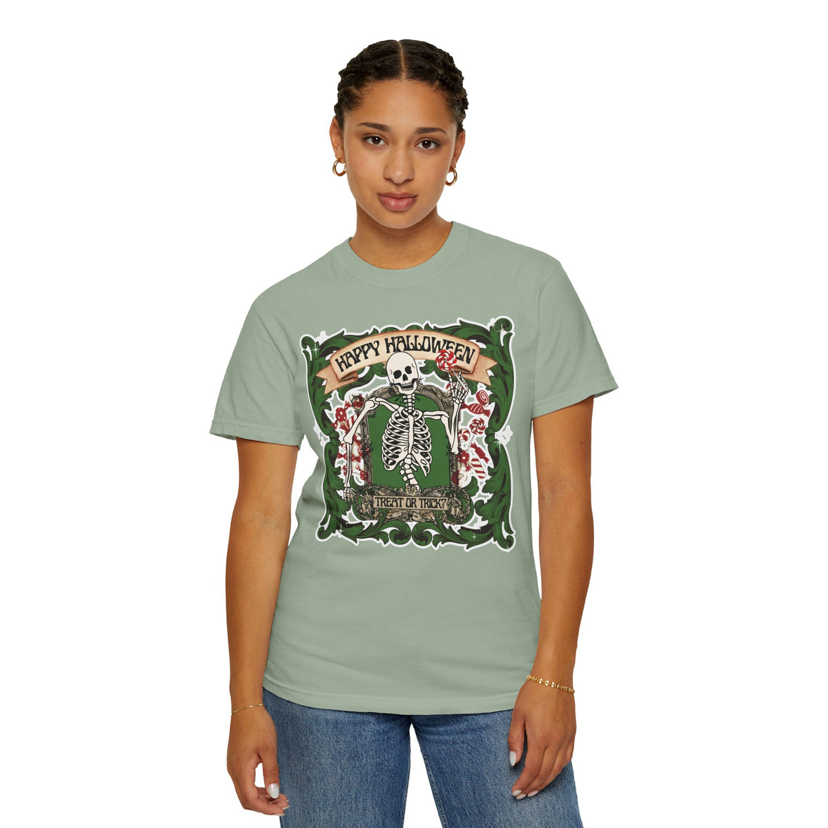 Happy Halloween Skeleton T-Shirt — Vintage Trick or Treat Graphic Tee