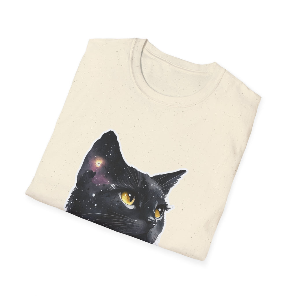 Galaxy Black Cat T-Shirt — Cosmic Cat Portrait Tee