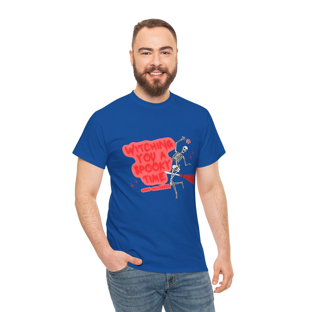 Skeleton 'Witching You a Spooky Time' Halloween T-Shirt