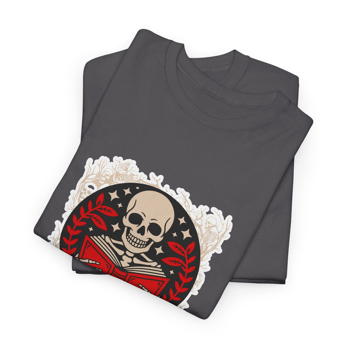 Spooky Halloween Skull Tee — Vintage Skeleton Reading Book Halloween T-Shirt