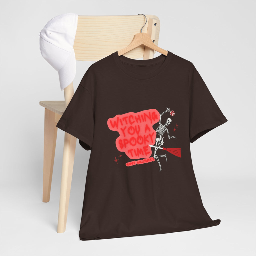 Skeleton 'Witching You a Spooky Time' Halloween T-Shirt